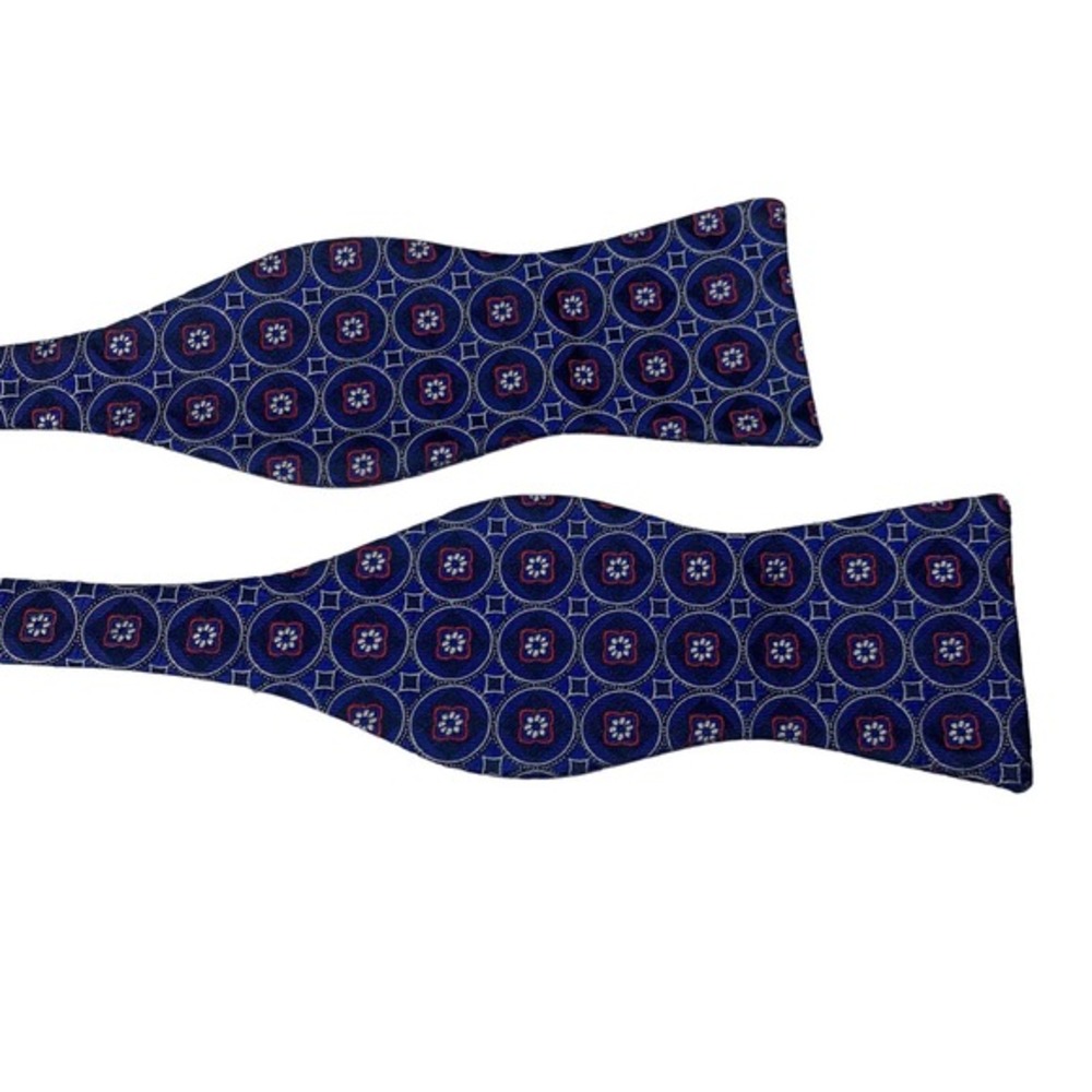 CREMIEUX Blue & Red Geometric Print Silk Bow Tie - NWT